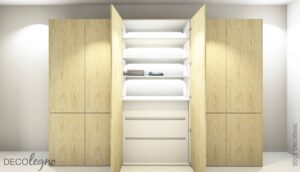 PaletteCAD-tekening hout en off-white plaatmateriaal kast