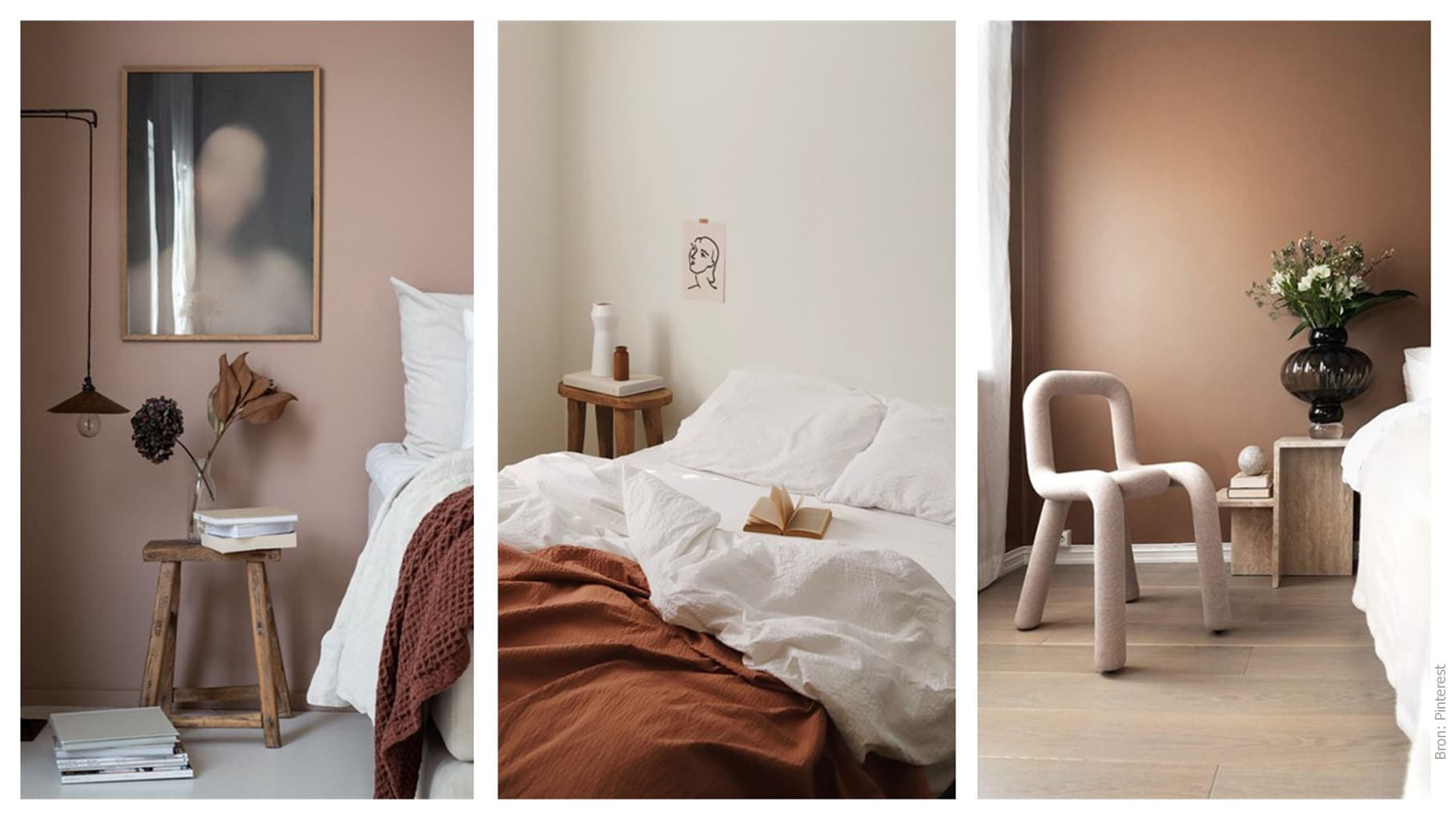 collage van inspiratiebeelden van de slaapkamer