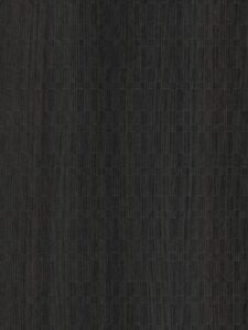 Detailafbeelding van decoratief plaatmateriaal waarin een zwart houtdecor is gecombineerd met een geometrische structuur, de S182 Sbalzo van Cleaf.