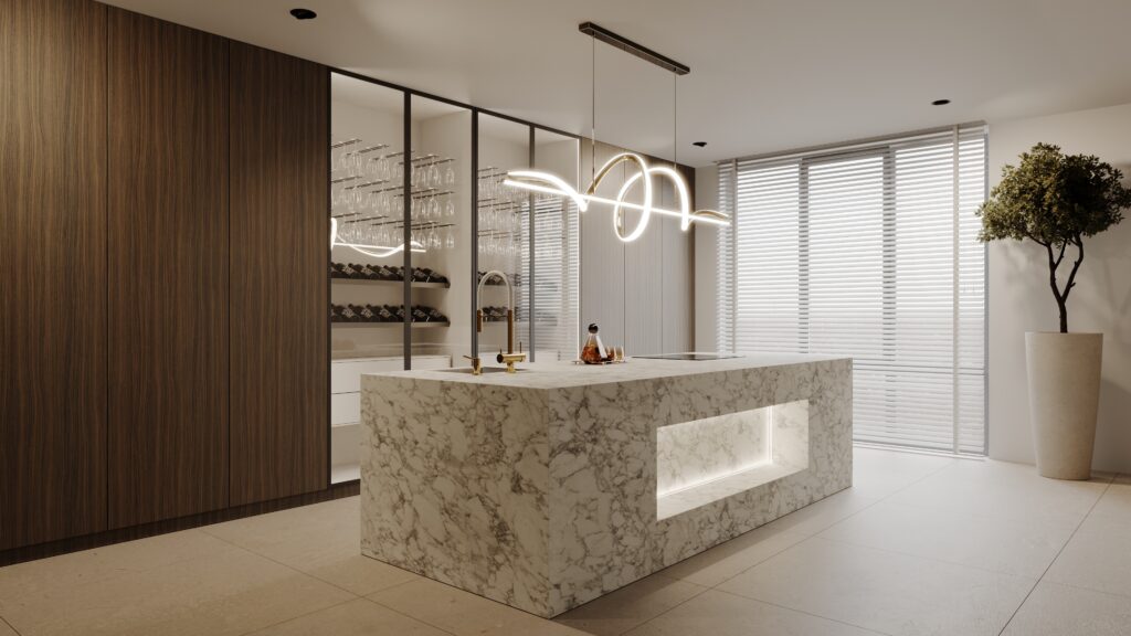 product Keuken met hoge kasten in donkerbruin walnoothout LS53 Poro Noce