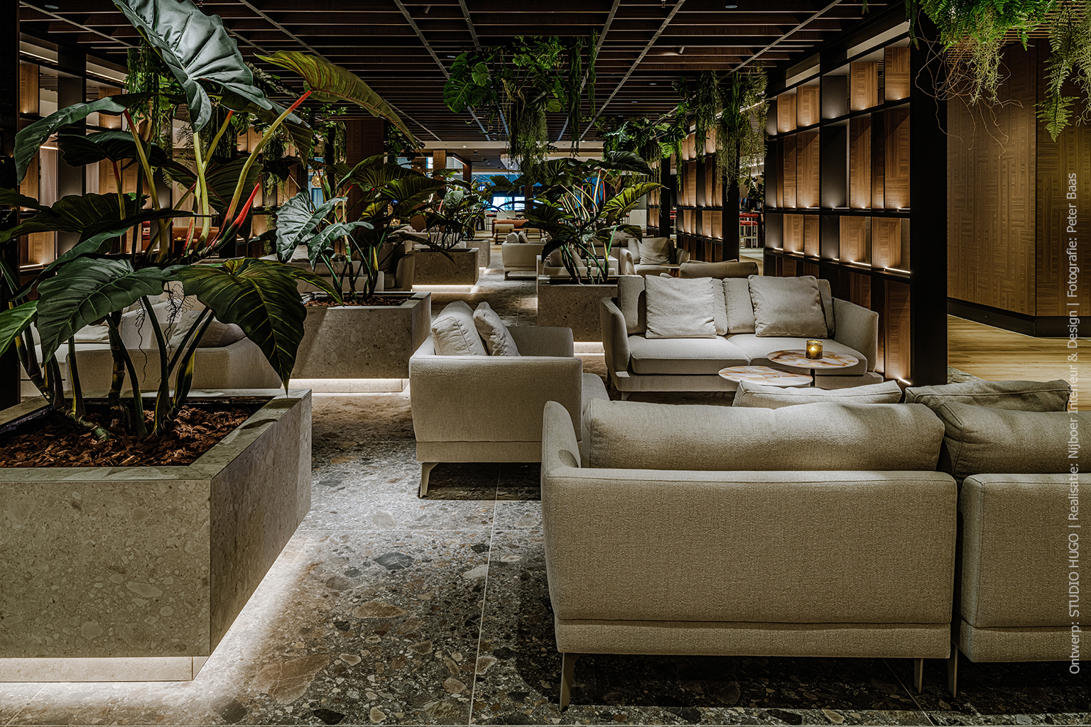 Roomdividers met warmbruin geometrisch houtdecor S192 Jiometori